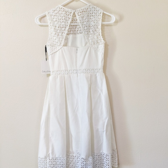 Calvin Klein White Illusion Lace Eyelet Dress - Picture 2 of 5